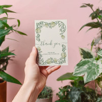 Art Nouveau pretty frame wedding thank you card