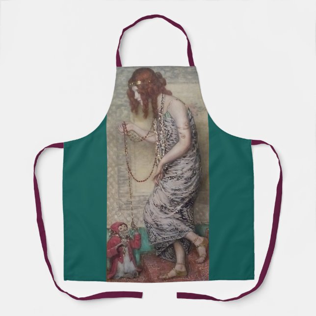 Art nouveau princess and her monkey elegant art  apron (Front)