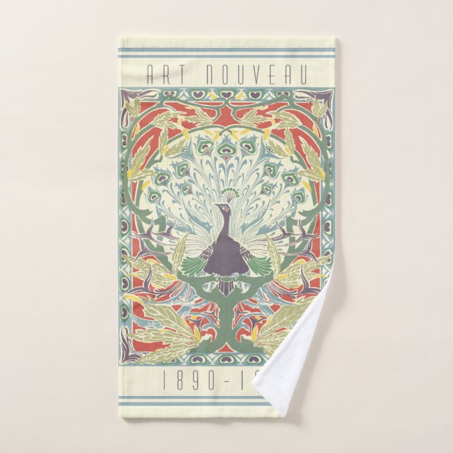 Art Nouveau Proud Peacock Hand Towel (Hand Towel)
