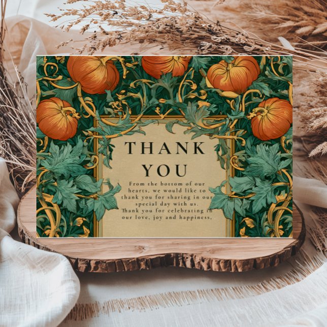 Art Nouveau Pumpkin Wedding Thank You Card (Creator Uploaded)