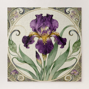Art Nouveau Purple Iris Jigsaw Puzzle