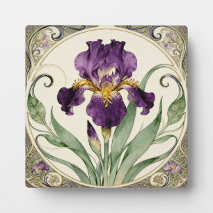 Art Nouveau Purple Iris Plaque