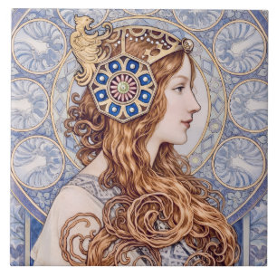Art Nouveau Queen Portrait Ceramic Tile