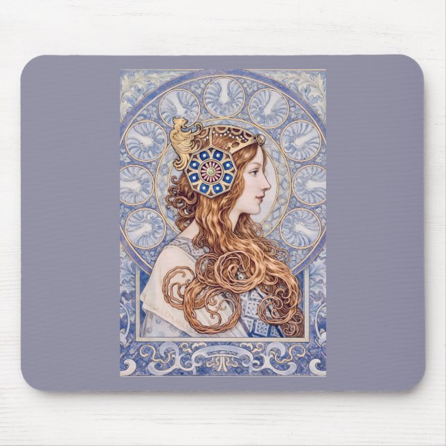 Art Nouveau Queen Portrait Mouse Pad (Front)
