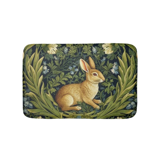 Art nouveau rabbit in the garden bath mat (Front)