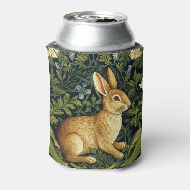 Art nouveau rabbit in the garden can cooler (Can Back)