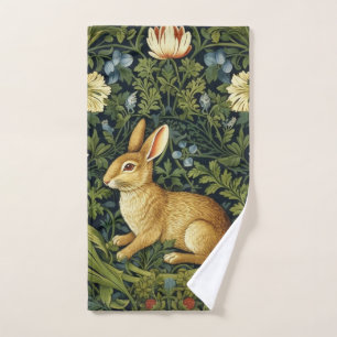 Art nouveau rabbit in the garden hand towel