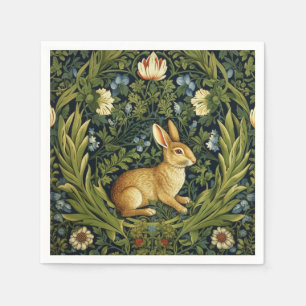 Art nouveau rabbit in the garden napkin