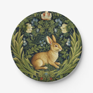 Art nouveau rabbit in the garden paper plate
