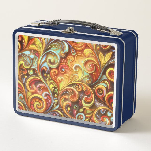 Art Nouveau: Radiant Baroque twirls Metal Lunchbox (Front)
