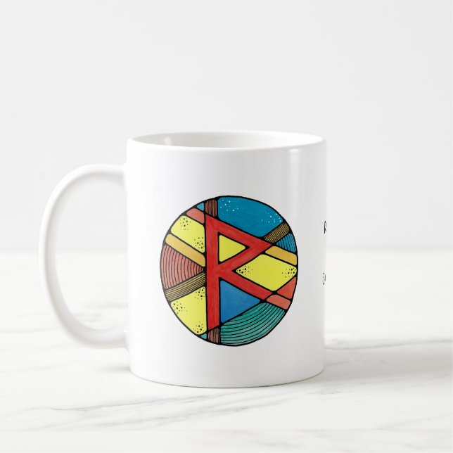 Art Nouveau Raidho Rune Mug – BALANCE! (Left)