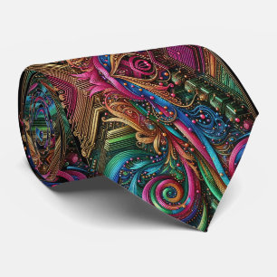 Art Nouveau Rainbow Circuit Board Necktie
