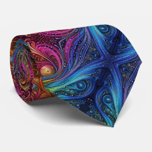 Art Nouveau Rainbow Circuit Board Necktie