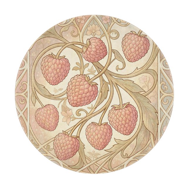 Art Nouveau Raspberry Pattern Cutting Board (Front)