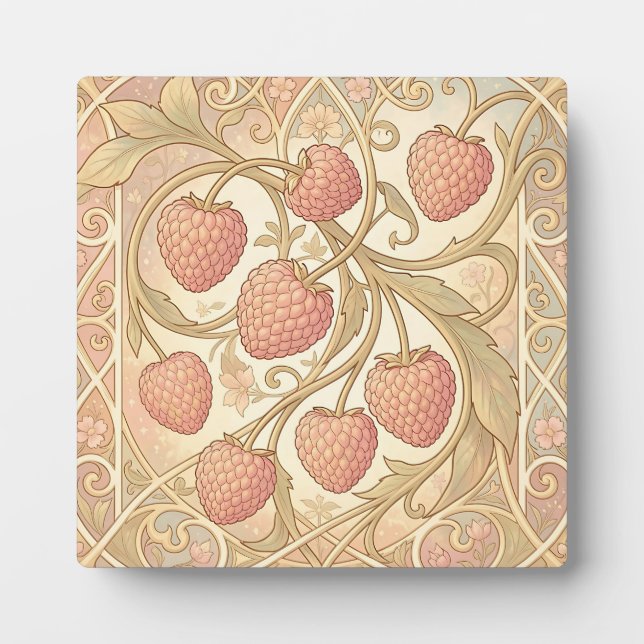 Art Nouveau Raspberry Pattern Plaque (Front)