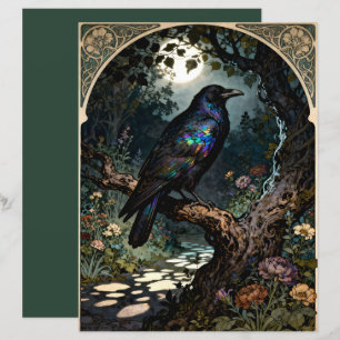 Art Nouveau Raven Scrapbook Paper