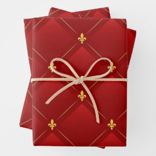 Art Nouveau red and gold holiday Wrapping Paper Sheet