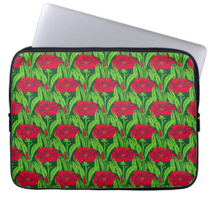 Art Nouveau red Carnations floral damask Laptop Sleeve