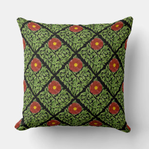 Art Nouveau Red Rose De Morgan  Cushion