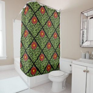 Art Nouveau Red Rose De Morgan Shower Curtain
