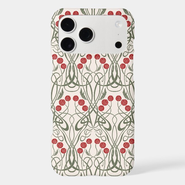Art Nouveau Red Roses and Sinuous Stems (Back)