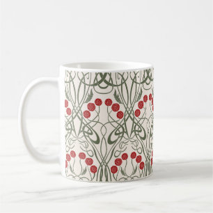 Art Nouveau Red Roses and Sinuous Stems Coffee Mug
