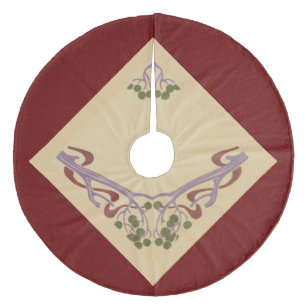 Art Nouveau Red Wine Christmas Tree Skirt by Janz