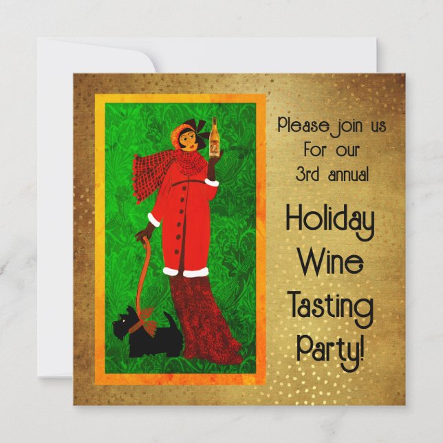 Art Nouveau Retro Holiday Angel  Invitation (Front)