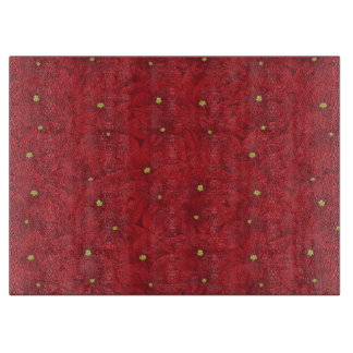 Art Nouveau Retro Red Floral Christmas Poinsettia Cutting Board