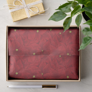 Art Nouveau Retro Red Floral Christmas Poinsettia Tissue Paper