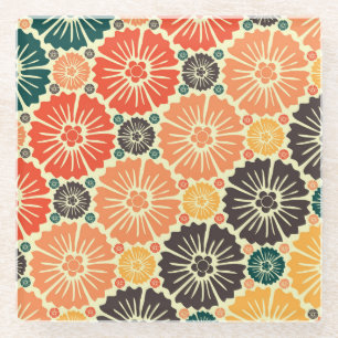 Art Nouveau Retro Wallpaper Design. Glass Coaster