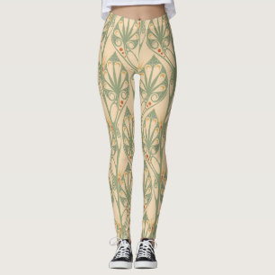 Art Nouveau, Retro Wallpaper Design. Leggings