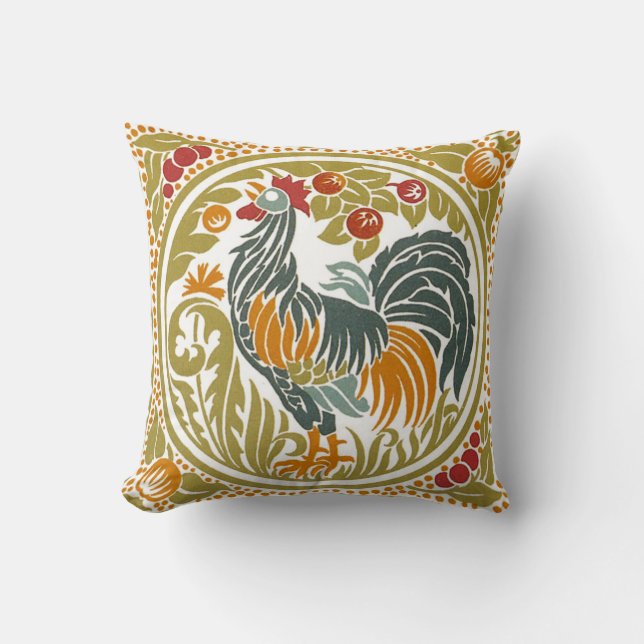 Art Nouveau Rooster Cushion (Front)