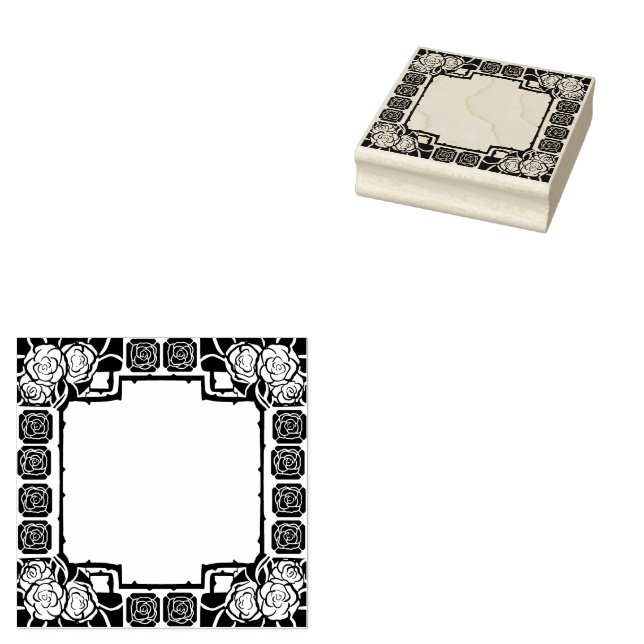 Art Nouveau Rose Border Rubber Stamp (Stamped)
