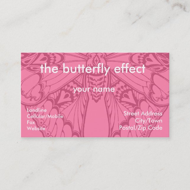 Art Nouveau Rose Butterfly Business Card (Front)