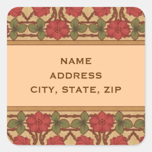 Art Nouveau Rose Design Square Sticker