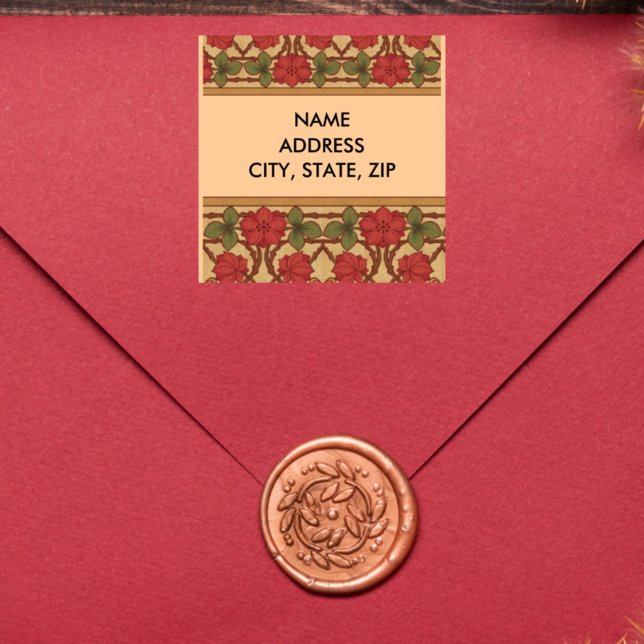 Art Nouveau Rose Design Square Sticker (Creator Uploaded)