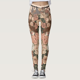 Art Nouveau Rose Garden Muse Romantic Queen Leggings