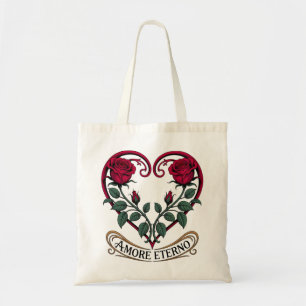 Art Nouveau Rose Heart Floral Tote Bag