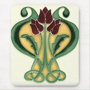 Art Nouveau Rose Tile Mouse Pad