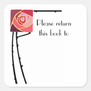 Art nouveau roses bookplate Sticker