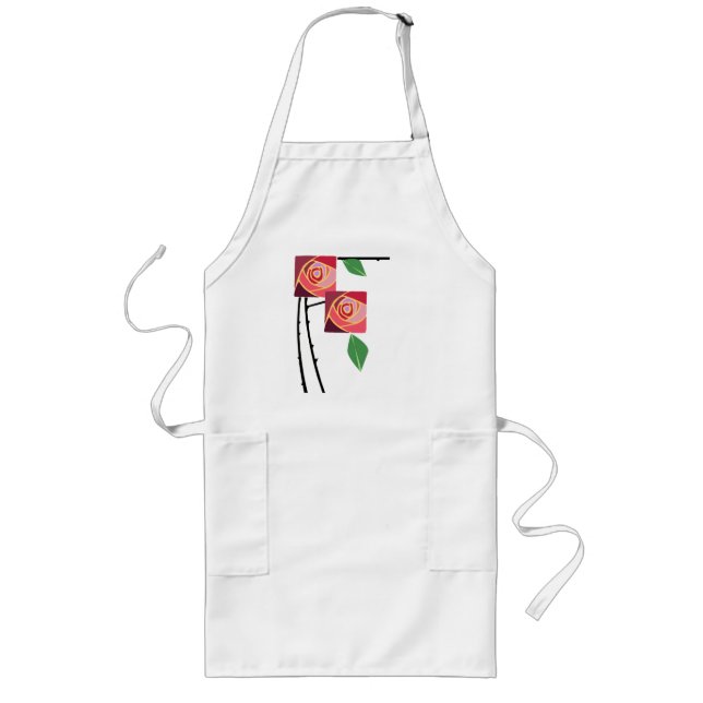 Art nouveau roses long apron (Front)