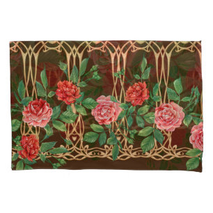 Art Nouveau Roses: Wicker Imitation Pillowcase