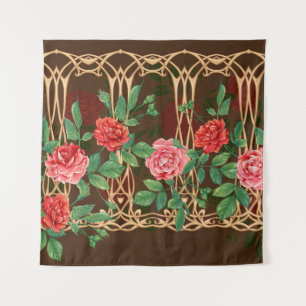 Art Nouveau Roses: Wicker Imitation Tapestry