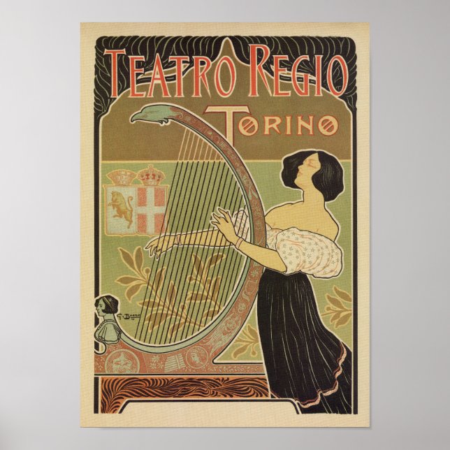 Art nouveau Royal Opera House Turin Torino Poster (Front)