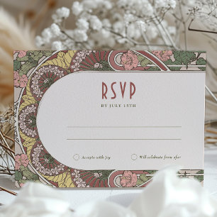 Art Nouveau RSVP and Address Cards Floral Motifs