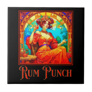 Art Nouveau Rum Punch Ceramic Tile