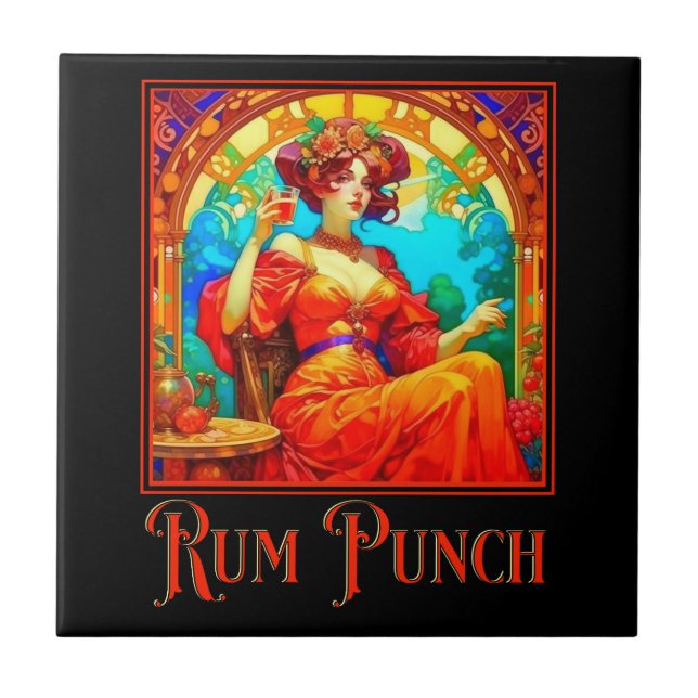 Art Nouveau Rum Punch Ceramic Tile (Front)