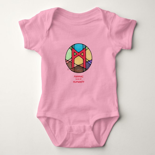 Art Nouveau Rune Mannaz – Humanity Baby Bodysuit (Front)