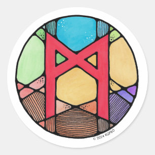 Art Nouveau Rune Mannaz - HUMANITY Classic Round Sticker